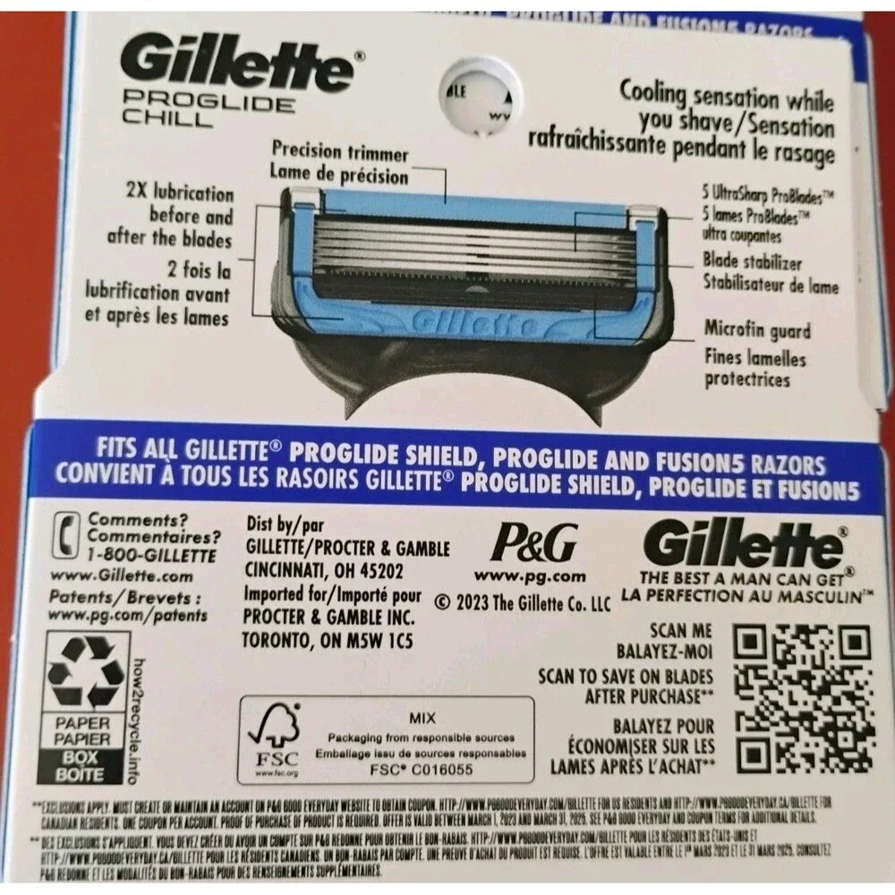 Lot of 4 Gillette ProGlide Chill Razor Blade Refills 4ct Packs 16 Blades Total